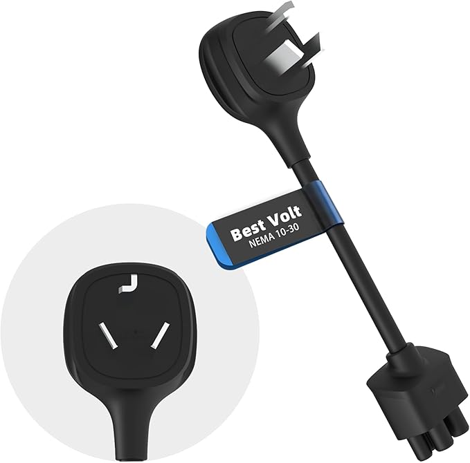 Premium Adapter for Tesla Gen 2/Gen 3 Mobile Charger | Connect to 240V Outlet | 24 Amp Charging | 10 Inch Length (NEMA 10-30)