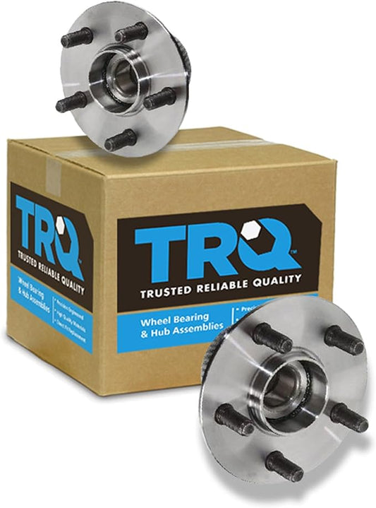 TRQ Rear Wheel Bearing and Hub Assembly Set 2 Piece Compatible with 01-02 Chrysler PT Cruiser with Rear Drum Brakes 2002 PT Cruiser with Rear Disc Brakes with Slotted Type Tone Ring 03-10 PT Cruiser