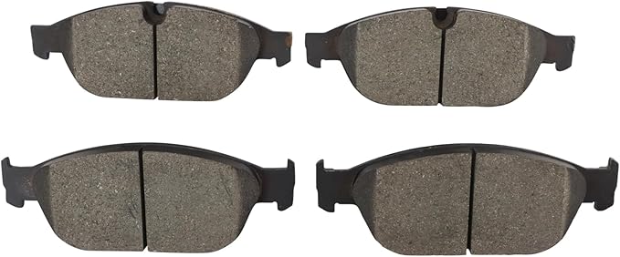 TRQ Front Ceramic Brake Pad Set Includes Contact Point Grease Compatible with 13-18 Audi A8 Quattro with 356mm Diameter Front Rotors