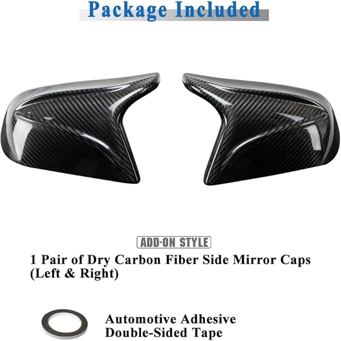 AeroBon Prepreg Dry Carbon Fiber Mirror Cap Overlays Compatible with 2017-2026 Tesla Model 3 Mirror Caps (RC Style) Raised Curve
