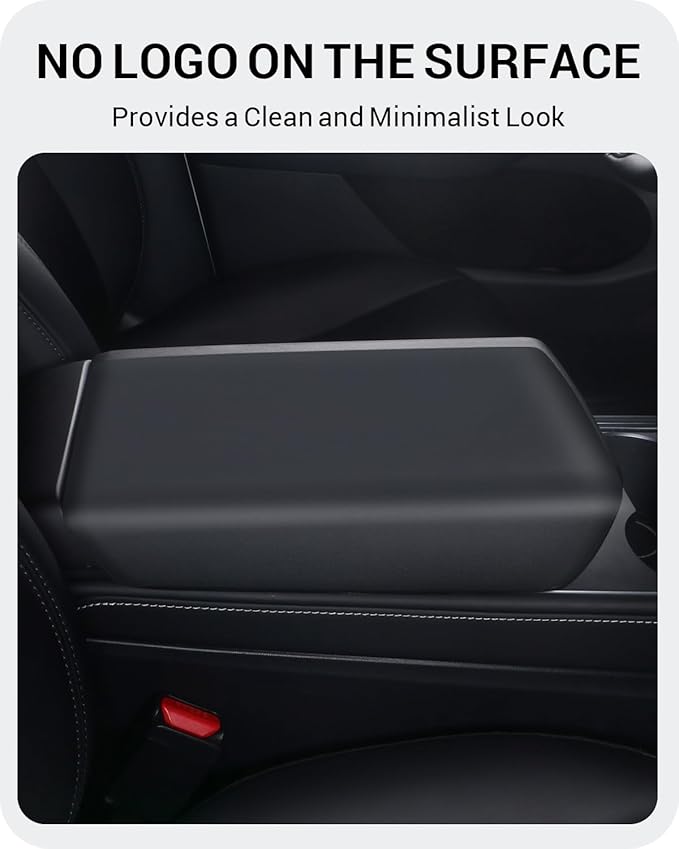 BASENOR Upgraded Tesla Model Y Model 3 Center Console Cover TPU Armrest Cover Non-Slip Protector Armrest 2017-2024 Tesla Interior Accessories Black (Not Compatible with 2024 2025 Tesla Model 3)