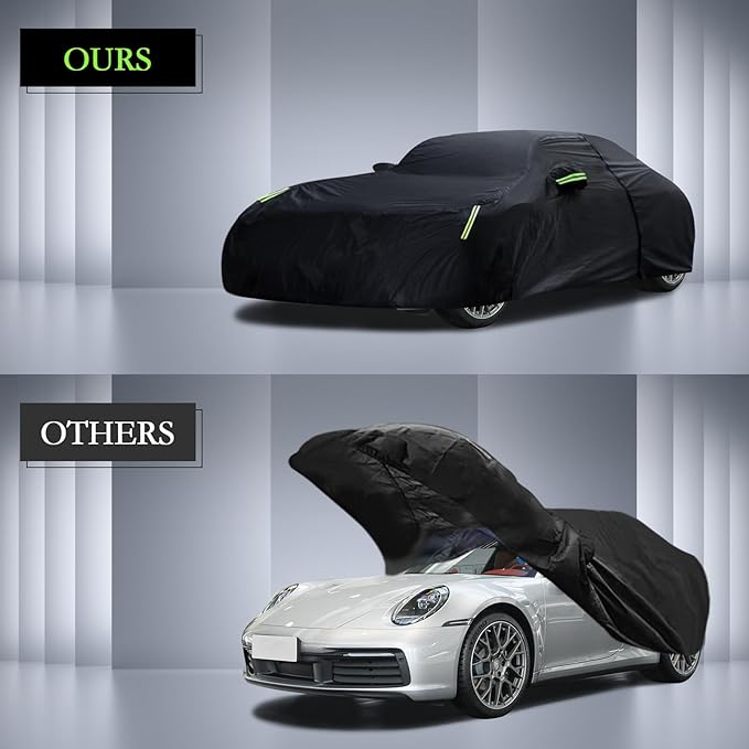 Car Cover Custom Fit for 1998-2025 Porsche 911 (991/992/996/997 Series) Carrera 4S/Turbo/Carrera, Waterproof All Weather Full Exterior Cover Rain Sun Protector with Door Zipper
