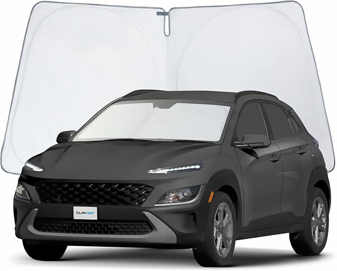 CLIM ART Windshield Sun Shade for Hyundai Kona 2018-2023, Custom-Fit Foldable Car Sunshade, Vehicle Sun Protector, Front Auto Windshield Cover, Car Accessories - WS3028