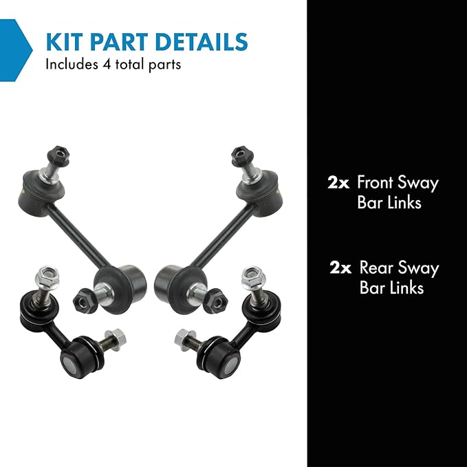 TRQ Front and Rear Sway Bar Link Set 4 Piece Compatible with 09-13 Infiniti G37 X 07-08 G35 X 14-17 QX50 AWD 06-10 M35 08-12 EX35 AWD 11-12 G25 X 14-15 Q60 AWD 2015 Q40 AWD 06-10 M45 2013 EX37 AWD