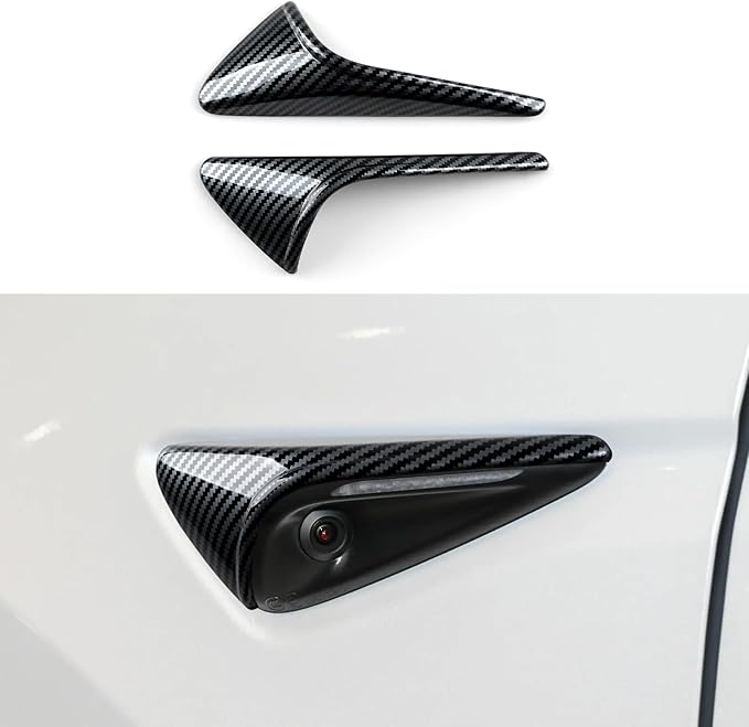 for Tesla Model 3 Highland 2024 2025 2026 Model Y Juniper 2025 2026 Accessories Exterior Car Fender Side Camera Trim Carbon Style ABS Decal Cover Sticker - ONLY for HW4.0