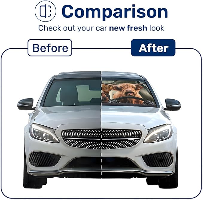 Horror Windshield Sun Shade for Car SUV Truck (55x30 Inches), Front Window Visor for Windows, Protector Blocks UV