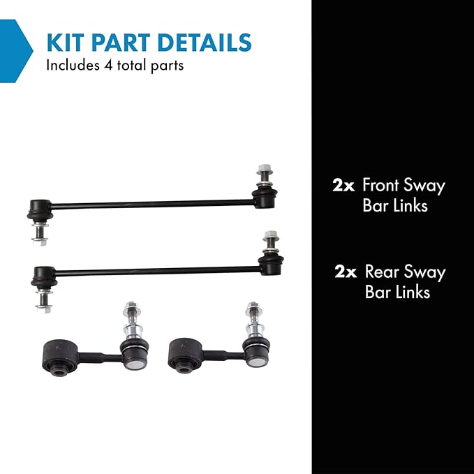 TRQ Front and Rear Sway Bar Link Set 4 Piece Compatible with 2019-21 Lexus UX200 2019-21 UX250h 2018-21 Toyota C-HR 2021-22 Corolla 2016-22 Prius 2019-22 Prius AWD-e 2017-21 Prius Prime