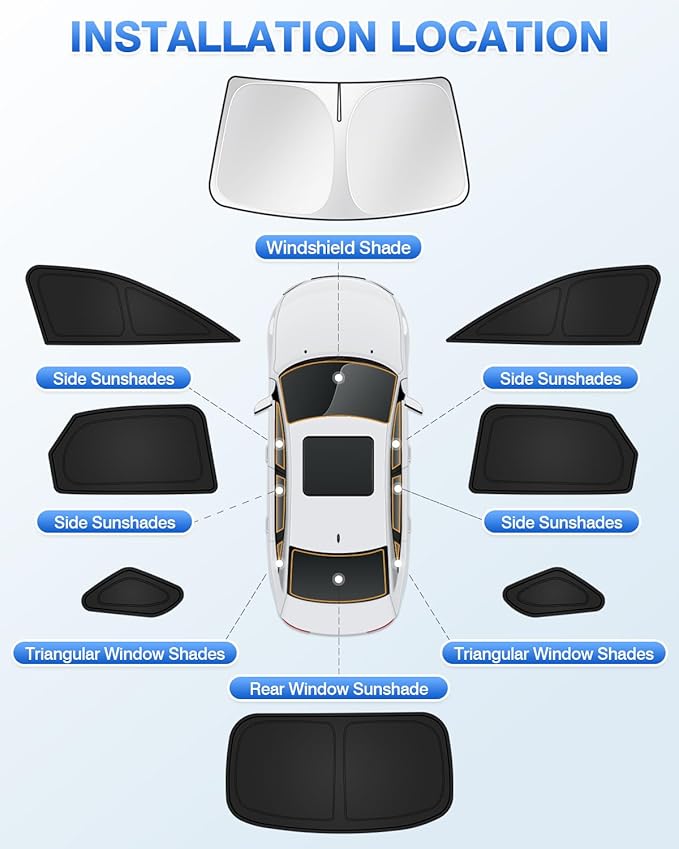 Sunshades for 2023-2025 2026 Lexus RX Accessories Windshield Sun Shade Side Rear Window Shade Cover Sun Visor Shield Privacy Protection for Camping Keep Vehicle Cool Black 8PCS