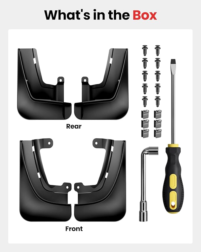 REEVAA 2026 Tesla Model X Accessories - Mud Flaps [Protect Paint, No Drilling Required] All-Weather Splash Guard Body Kits for Model X 2022-2026, Black (Set of 4)