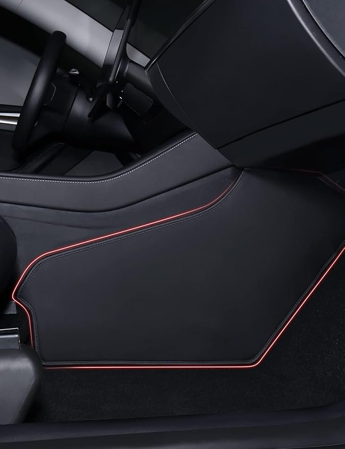 BASENOR Upgrade Center Console Side Anti-Kick Mats for Tesla Model Y 2020-2024 Waterproof & Dust Resistant Protector Cover Leather Pad Proprietary Design Model Y Interior Accessories 2PCS