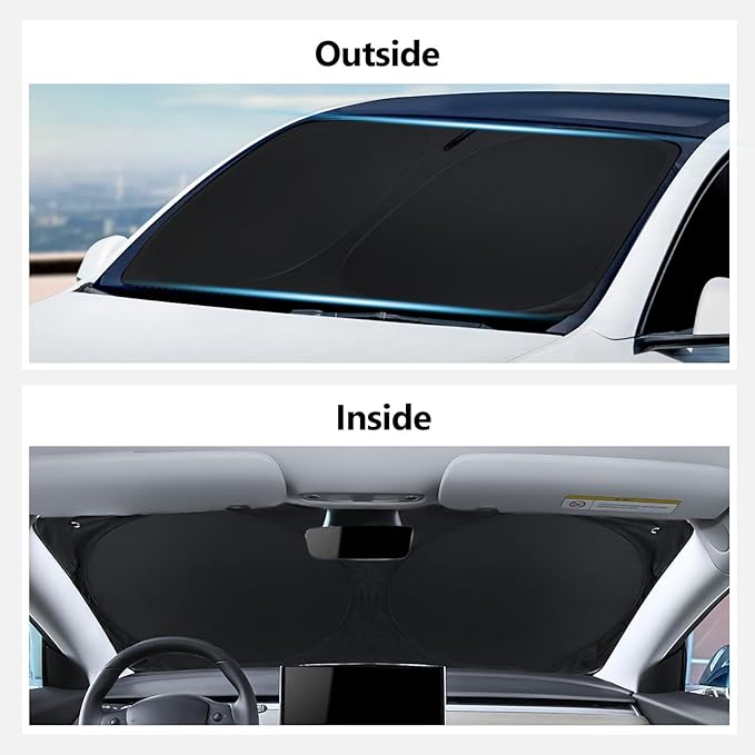 2025 Tesla Model Y Juniper Windshield Sunshade Full-Size Folding Heat Insulation Front Window Sun Shade Umbrella Heat UV Protection Visor Accessories for Model Y 2020-2025 Juniper Accessories