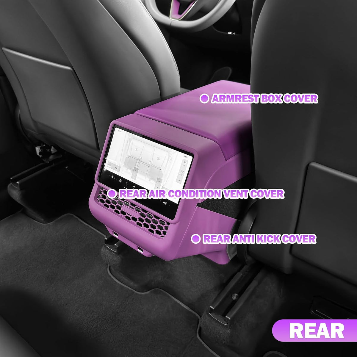 Purple Interior Covers Trims Kit for Tesla Model Y/3 Accessories 2024-2026