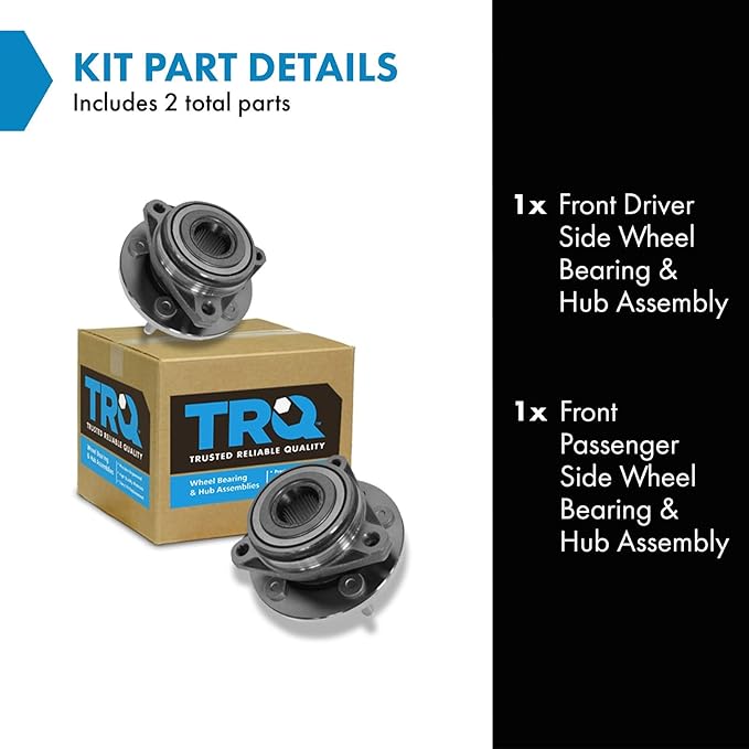 TRQ 2 Piece Front Wheel Bearing & Hub Assembly Set Compatible with 1998-2003 Ford Windstar