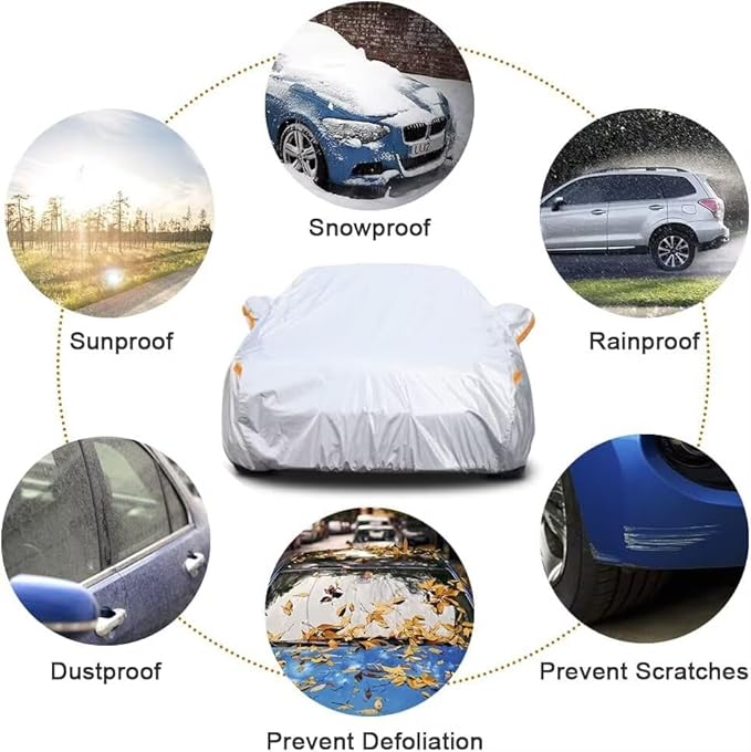 Kayme 6 Layers Sedan Car Cover Custom Fit for Mazda 3 (2003-2025), Waterproof All Weather for Automobiles,Rain Sun UV Protection.Silver