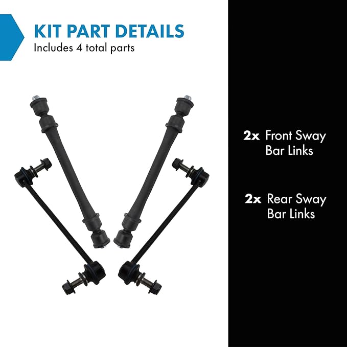 TRQ Front and Rear Sway Bar Link Set Compatible with 2010-2016 Cadillac SRX