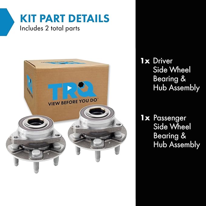 TRQ Driver and Passenger Side Wheel Bearing and Hub Assembly Set 2 Piece Compatible with 18-22 Buick Enclave 17-22 Cadillac XT5 20-22 XT6 18-22 Chevrolet Traverse 17-22 GMC Acadia