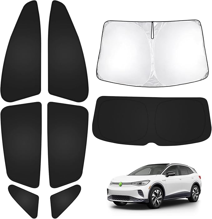 T TGBROS Windshield Sun Shade for Volkswagen ID.4 Crozz 2021-2025 Car Window Shades Thicken UV Block and Blackout Privacy Foldable Sunshades 8PCS Accessories Keep Cool Sun Visor Covers