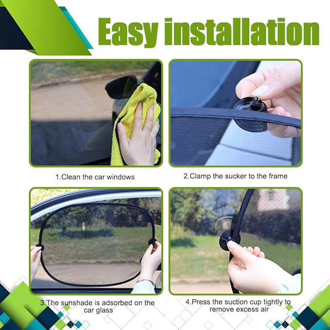 2PCS Car Window Shad, Universal Car Sunshade Side Window Cover, 17" 14" Sun Glare and UV Rays Protection for Your Child, 17.2"x14"/2PCS (Side Sunshade)