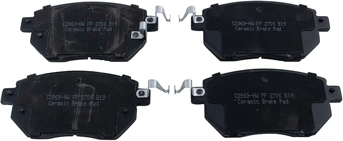 TRQ Front Brake Pads Ceramic Hardware Wear Sensor Compatible with 2003-2005 Infiniti FX35 2003-2005 FX45 2005-2006 Nissan Altima 2004-2008 Maxima 2003-2011 Murano