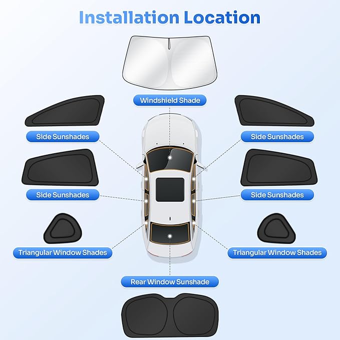Window Shades for 2018-2023 Subaru Crosstrek Accessories Windshield Sun Shade Side Rear Window Covers Sunshade Sun Visor Shield Privacy Protection for Camping Keep Vehicle Cool Black 8PCS