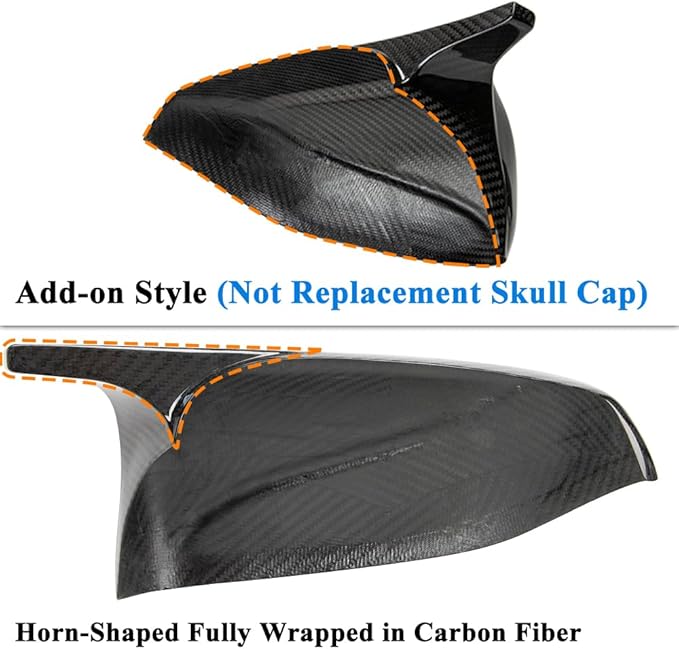 AeroBon Prepreg Dry Carbon Fiber Mirror Cap Overlays Compatible with 2017-2026 Tesla Model 3 Mirror Caps (RC Style) Raised Curve