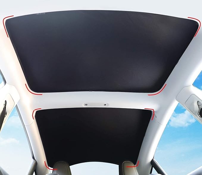Sunshade for Tesla Model 3 (2024) - Sunshade Roof Window Insulation UV Rays Protection Front and Rear Top Windows Sun Shade Skylight Reflective Covers (Black)