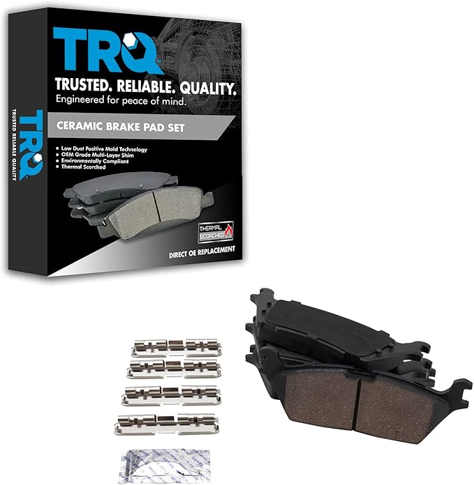 TRQ Rear Brake Pads Ceramic Hardware Compatible with 2015-2022 Ford F-150 2018-2022 Expedition 2018-2023 Lincoln Navigator