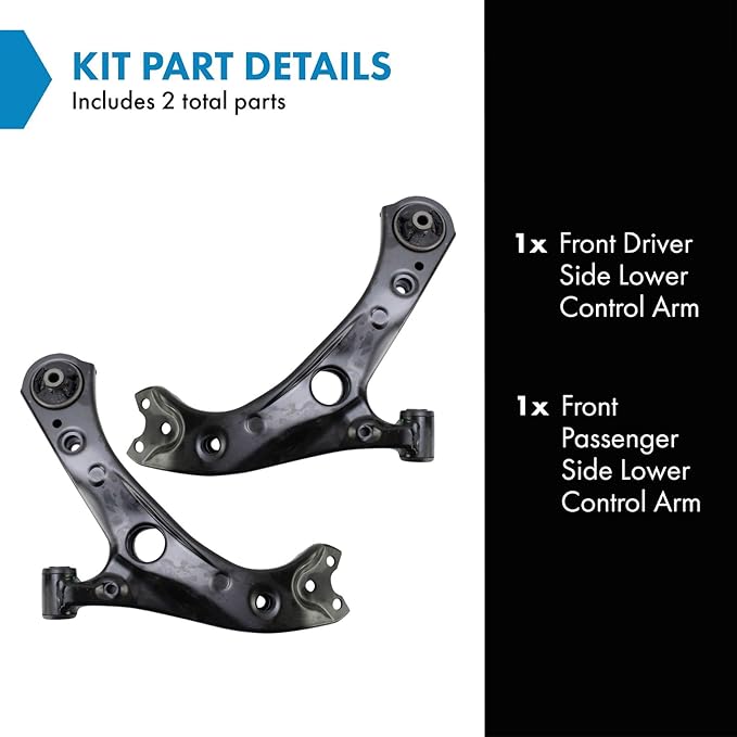 TRQ Front Lower Control Arm Set Compatible with 2019-2022 Toyota Corolla 2016-2022 Prius Prius AWD-e 2017-2022 Prius Prime