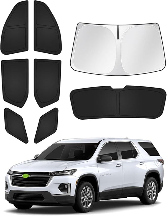 Sunshades for Chevrolet/Chevy Traverse 2018-2023 Accessories Windshield Sun Shade Side Rear Window Shade Cover Sun Visor Shield Privacy Protection Keep Vehicle Cool Black 8PCS