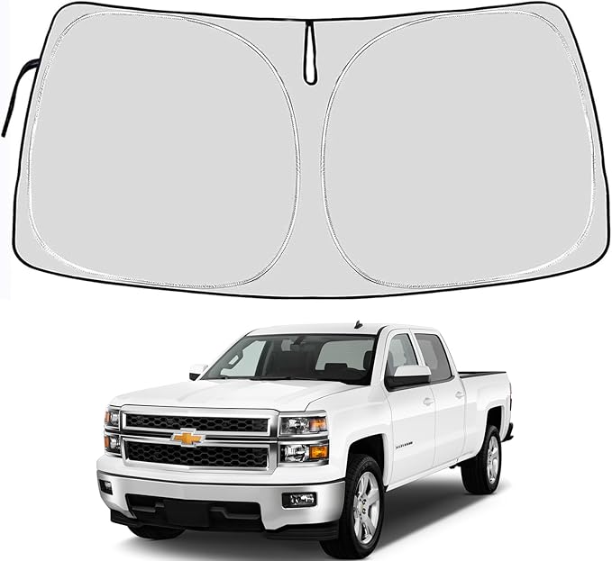 Truck Windshield Sun Shade Compatible with Chevrolet Silverado 1500 2025 2024 2023 2022 2021 2020 2019