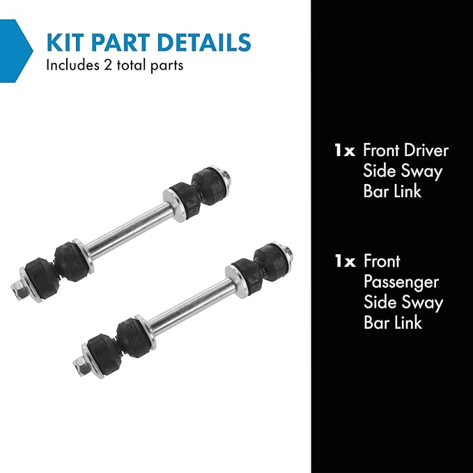 TRQ Front Driver and Passenger Side Sway Bar Link Set 2 Piece Compatible with 1980-2003 Ford F-150 1997-2002 Expedition 1997-1999 F-250 2004 F-150 Heritage 1998-2002 Lincoln Navigator 2002 Blackwood