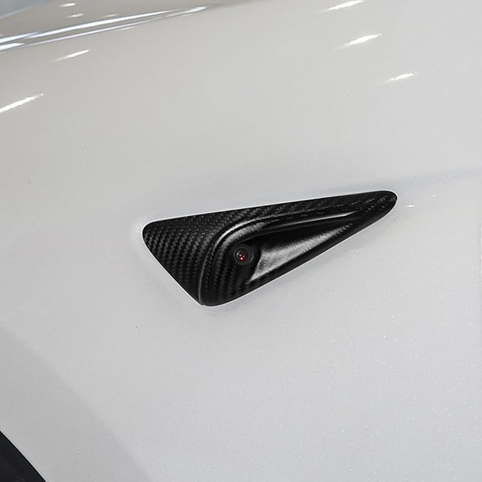 for Tesla Model 3/Y HW4.0 Side Camera Cover Full Protection Dry Carbon Fiber Vehicle Molding for 2025 2026 Model 3/Y Highland Juniper Accessories Car Turn Signal Exterior Trim 2PCs, Matte, not ABS