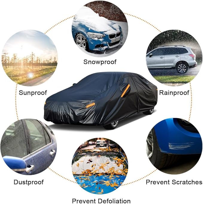 Kayme 7 Layers Car Cover Custom Fit for Kia Forte (2017-2025) Waterproof All Weather for Automobiles, Outdoor Full Cover Rain Sun UV Protection.Black