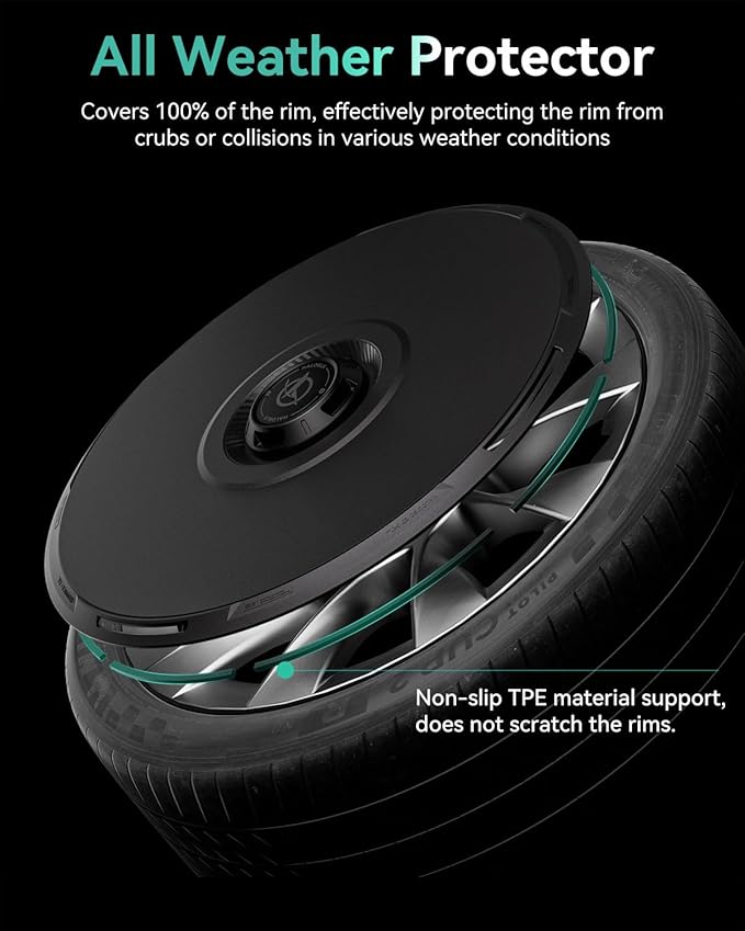 HALODISC 2 Wheel Covers Designed for Tesla Model 3 (18" Aero Wheels & 18" Photon Wheels), Cyber Track-Black