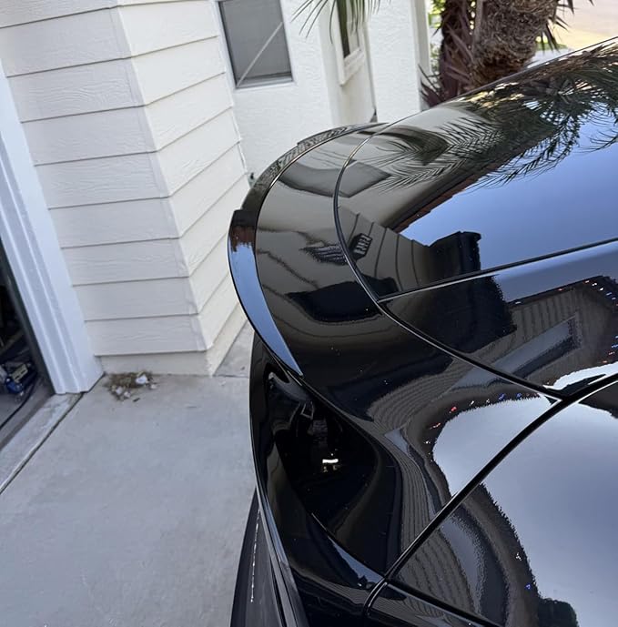 STSEV01 Rear Spoiler Fit for Tesla New Model Y Juniper 2026, Sporty V-Style Performance Appearance Type Wing, Trunk DeckLid Lip Exterior Accessories, Tape Installation (Glossy Black)