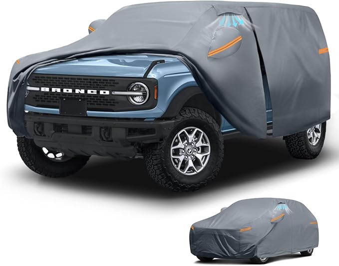 Waterproof Ford Bronco Sport/Ford Bronco 2 Door(2021-2026) Car Cover with Breathable Vents, [2026 Upgrade] Premium Covers with Cotton Liner and Zipper Door, Sun Rain Snow Dust Uv Protection.