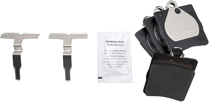 TRQ Rear Brake Pads Ceramic Hardware Compatible with 1996-2011 Mercedes-Benz C230 C240 C280 C320 C350 CLK320 CLK350 CLK430 E320 E430 SLK230 SLK280 SLK300 SLK320 SLK350 2004-2008 Chrysler Crossfire