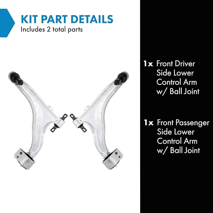 TRQ Front Left and Right Lower Control Arm with Ball Joint Set 2 Piece Compatible with 2010-2016 Cadillac SRX
