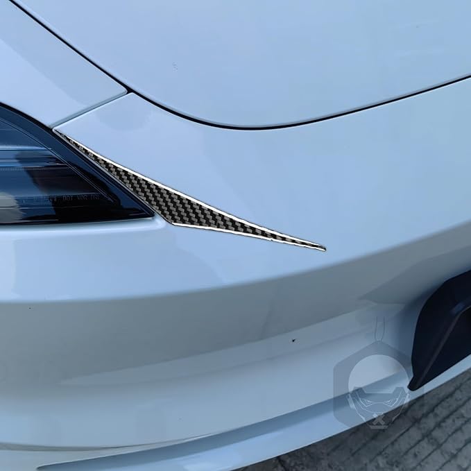 Carbon Fiber Stickers Rear Taillight Eyebrow Eyelid Eye Lid Decoration Sticker Car Exterior Trim Compatible with Tesla Model 3 2024 Accessories Overlay Decal Cover