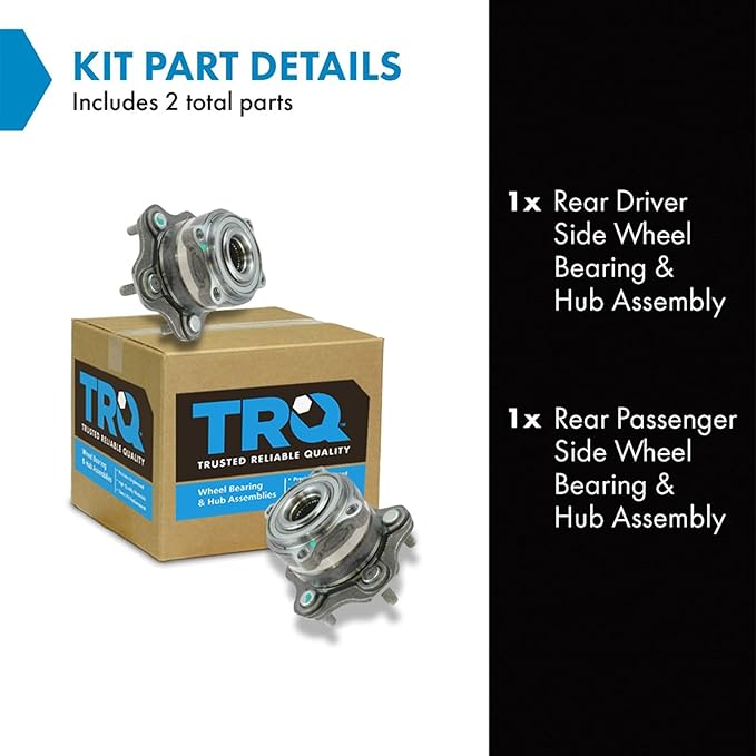 TRQ Rear Left and Right Wheel Bearing and Hub Assembly Set 2 Piece Compatible with 14-22 Infiniti Q50 14-15 Q60 17-22 Q60 14-17 QX50 14-17 QX70 14-19 Q70 15-19 Q70L 2015 Q40 09-20 Nissan 370Z