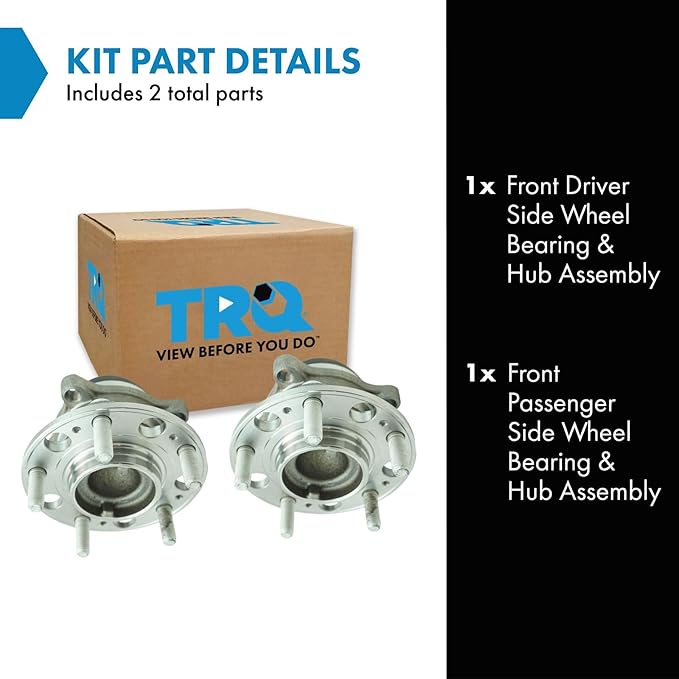 TRQ Front Left and Right Wheel Bearing and Hub Assembly Set 2 Piece Compatible with 2010-2016 Hyundai Genesis Coupe