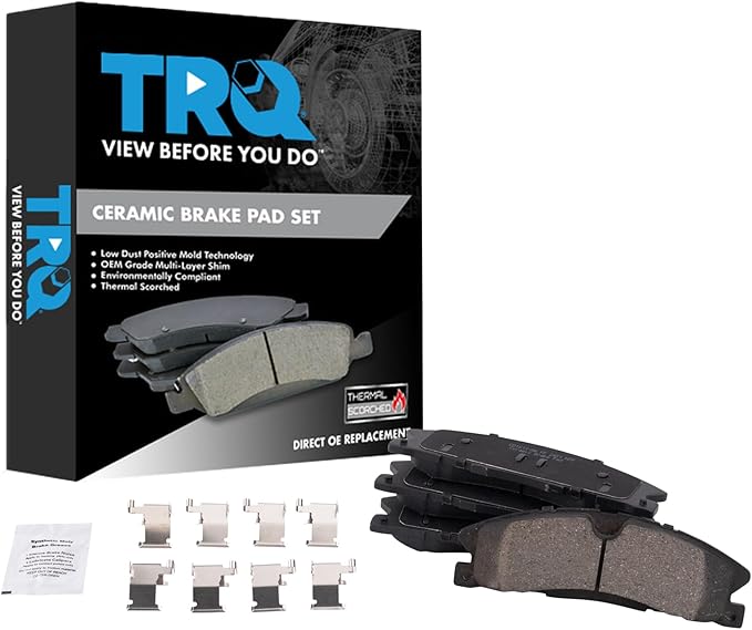 TRQ Front Brake Pads Ceramic Compatible with 2013-2019 Ford Explorer Flex Police Interceptor Sedan Utility 2014-2018 Special Service Taurus 2013-2016 Lincoln MKS MKT