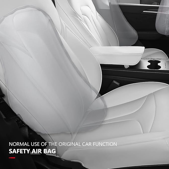 Xipoo Seat Cover Compatible with Tesla Model Y Seat Cover Nappa Leather Car Seat Covers Seat Protector Replacement for 2020-2023 Tesla Model Y Accessories(White-Nappa, Fully Wrapped 12 Pcs)