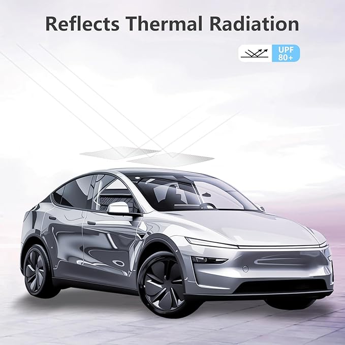 2025-2026 Tesla New Model Y Juniper Sunshade Roof [No Gap,Nano Ice-Crystal Coating] Sunroof Shade,3-Gen Heat Insulation Foldable Glass Roof UV Blocking Cover for New Model Y Juniper Accessories