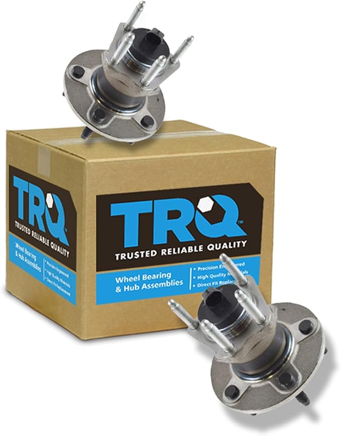 TRQ Rear Wheel Bearing and Hub Assembly Set 2 Piece Compatible with 04-12 Chevrolet Malibu 05-10 Pontiac G6 4 Wheel ABS 09-10 Cobalt SS 5 Lug Wheels 08-10 HHR 07-09 Saturn Aura 09 Panel