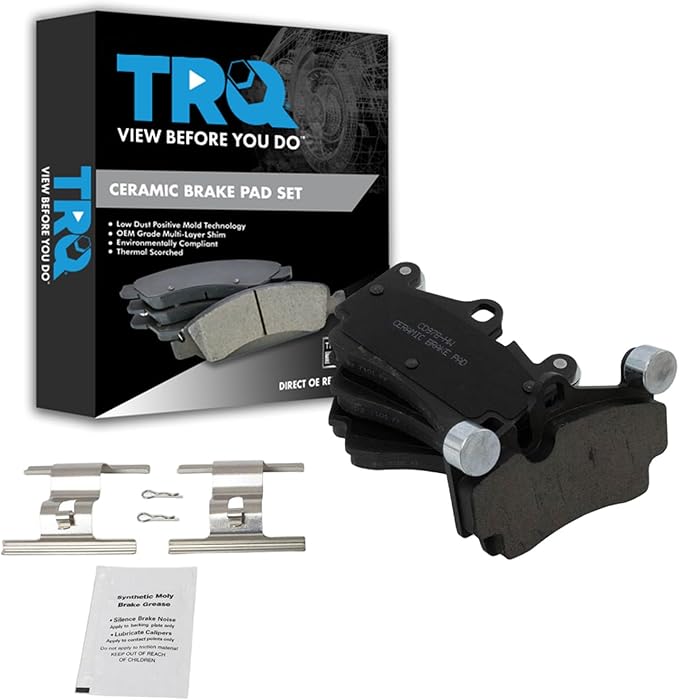 TRQ Rear Brake Pads Ceramic Compatible with 2007-2015 Audi Q7 2003-2010 Porsche Cayenne 2004-2010 Volkswagen Touareg