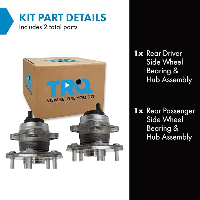 TRQ Rear Wheel Bearing and Hub Assembly Set 2 Piece Compatible with 10-19 Lexus RX350 10-15 RX450h 2018 RX350L FWD Models