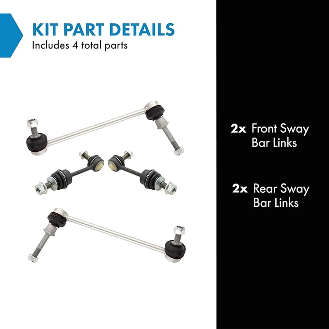 TRQ Front and Rear Sway Bar Link Set 4 Piece Compatible with 2007-2018 BMW X5 with Adaptive Drive 2008-2019 X6 with Adaptive Drive