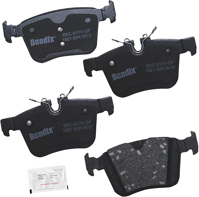 Bendix Priority1 CFC1821 Ceramic Rear Brake Pads for select Jaguar E-Pace, F-Pace, I-Pace, XE, XF, Land Rover Discovery, Range Rover Evoque, Velar, Volvo C40, S60, S90, V60, V90, XC40, XC60, XC90