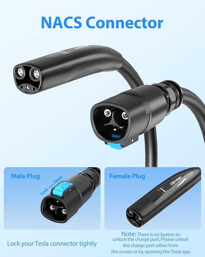 EVDANCE Extension Cord for Tesla 21ft Extension Cable Max Support 7.68KW 32Amp 240V with NACS Plug Extension Cord for Your Level 1&2 EV Charger Tesla Wall Connector